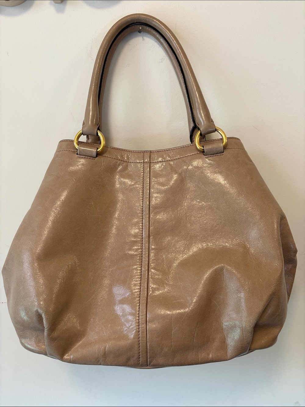 Prada Tan Leather Shoulder Bag with Gold Hardware - Picture 2 of 12
